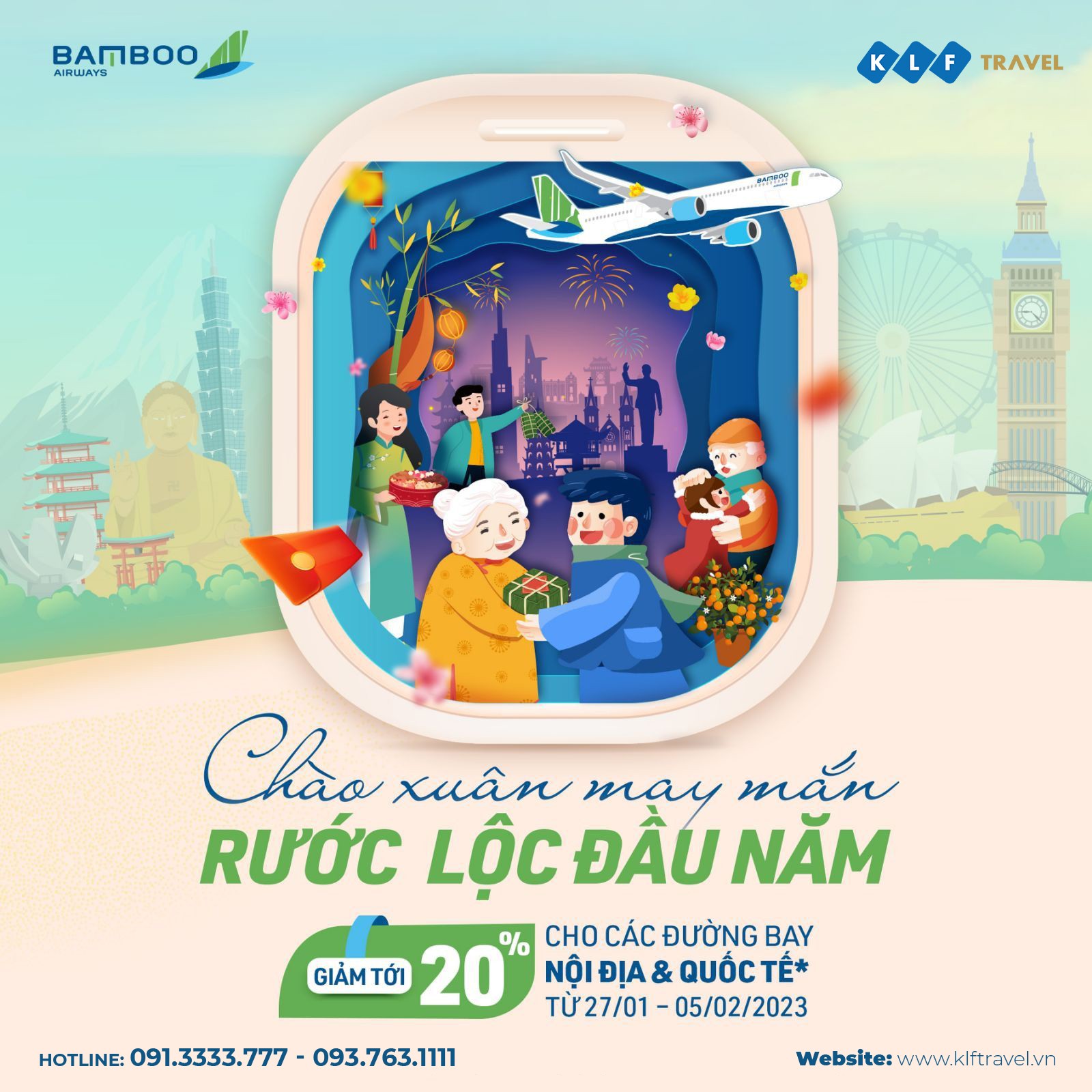 [GIẢM ĐẾN 20%] – MỪNG XUÂN QUÝ MÃO, NGAO DU BỐN PHƯƠNG CÙNG BAMBOO AIRWAYS